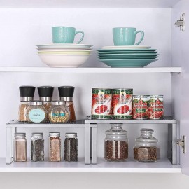 HAITRAL Set of 2 Metal Cupboard Shelf Organiser, Spice Rack, Kitchen S
