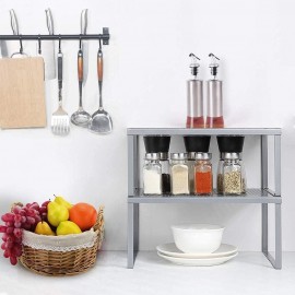 HAITRAL Set of 2 Metal Cupboard Shelf Organiser, Spice Rack, Kitchen S