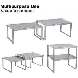 HAITRAL Set of 2 Metal Cupboard Shelf Organiser, Spice Rack, Kitchen S