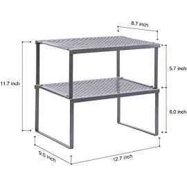 HAITRAL Set of 2 Metal Cupboard Shelf Organiser, Spice Rack, Kitchen S