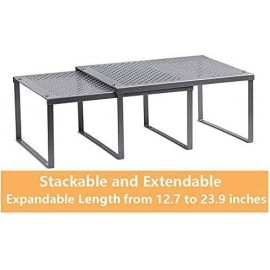 HAITRAL Set of 2 Metal Cupboard Shelf Organiser, Spice Rack, Kitchen S