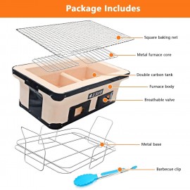 Japanese Ceramic Clay Charcoal Grill with Charcoal Grate And Stand, Re