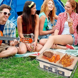 Japanese Ceramic Clay Charcoal Grill with Charcoal Grate And Stand, Re