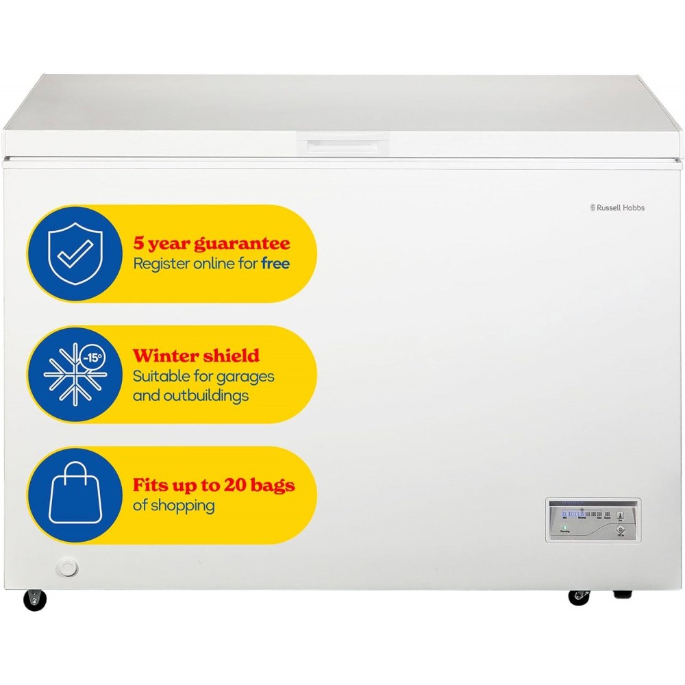 Russell Hobbs Free Standing Chest Freezer, 300 Litres, Low Noise, Gara