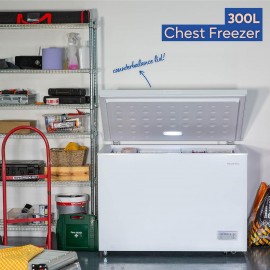 Russell Hobbs Free Standing Chest Freezer, 300 Litres, Low Noise, Gara
