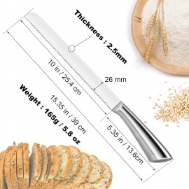 LifHap Serrated Bread Knife, Pastry-Slicer - 10 Inch/24CM Blade,One-Pi