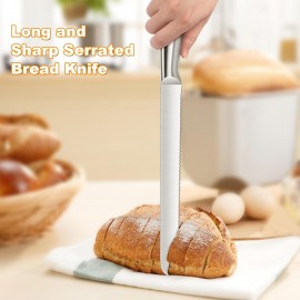 LifHap Serrated Bread Knife, Pastry-Slicer - 10 Inch/24CM Blade,One-Pi