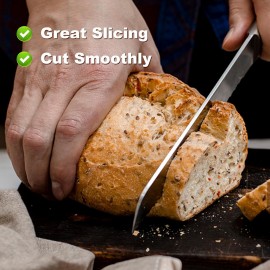 LifHap Serrated Bread Knife, Pastry-Slicer - 10 Inch/24CM Blade,One-Pi