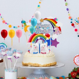 OSDUE 21PCS Unicorn Cake Toppers, Rainbow Party Decorations, Kit Cloud
