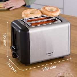Bosch DesignLine TAT3P420GB 2 Slot Stainless Steel Toaster with variab