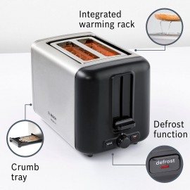Bosch DesignLine TAT3P420GB 2 Slot Stainless Steel Toaster with variab