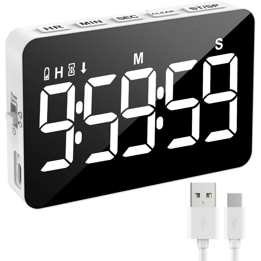 Kitchen Timer, XREXS Rechargeable Timers for Cooking, Adjustable Brigh