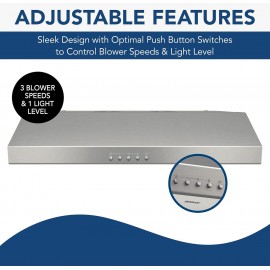 Broan-NuTone BCSQ130SS Three-Speed Glacier Under-Cabinet Range Hood wi