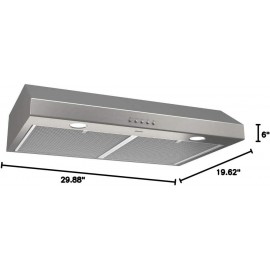 Broan-NuTone BCSQ130SS Three-Speed Glacier Under-Cabinet Range Hood wi