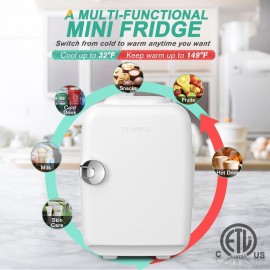 CROWNFUL Mini Fridge, 4 Liter 6 Can Portable Cooler and Warmer, Person