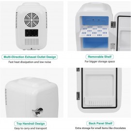 CROWNFUL Mini Fridge, 4 Liter 6 Can Portable Cooler and Warmer, Person