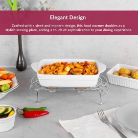 Innoteck Essentials Chrome Food Warmer 28cm - With Double Tea Light Ca