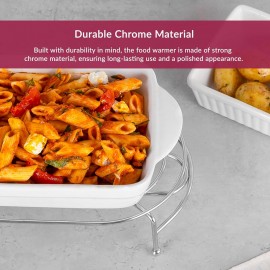 Innoteck Essentials Chrome Food Warmer 28cm - With Double Tea Light Ca