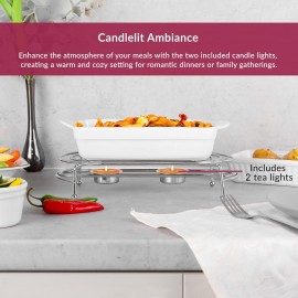 Innoteck Essentials Chrome Food Warmer 28cm - With Double Tea Light Ca