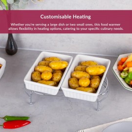 Innoteck Essentials Chrome Food Warmer 28cm - With Double Tea Light Ca