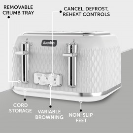 Breville Curve 4-Slice Toaster with High Lift and Wide Slots | White [