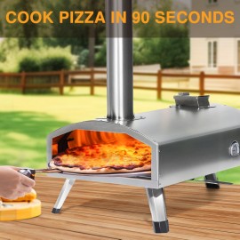 Multi-Fuel Outdoor Pizza Oven 12 inch Wood Fired & Gas Pizza Oven for