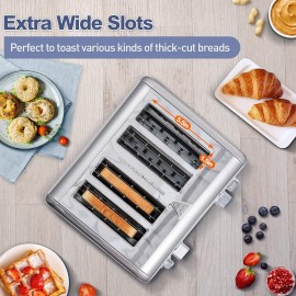 CUSIMAX 4 Slice Toaster, Ultra-Clear LED Display & Extra Wide Slots, D