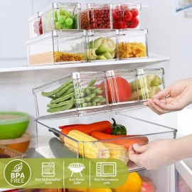 KAHEIGN 10Pcs Fridge Organizers, 3 Sizes Clear Stackable Storage Bin B