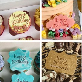 Happy Birthday HB09 - embosser / stamp for fondant, icing, cupcake, ca