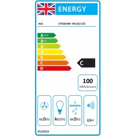 AEG Glass Cooker Hood 60cm DTB3654M, 3 speeds, Extractor Hood With Pow