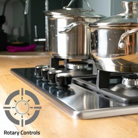 Cookology GH700SS 70cm 5 Burner Gas Hob with Cast Iron Pan Supports, W