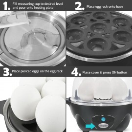 Elite Gourmet Easy Electric 7 Egg Capacity Cooker, Poacher, Omelet Mak