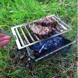 Volcann Portable Stainless Steel Mini Fire Pit BBQ with Spike Grill Ho