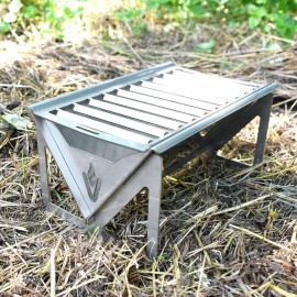Volcann Portable Stainless Steel Mini Fire Pit BBQ with Spike Grill Ho