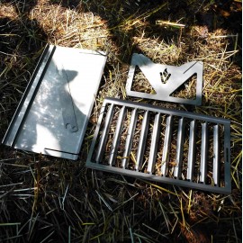 Volcann Portable Stainless Steel Mini Fire Pit BBQ with Spike Grill Ho