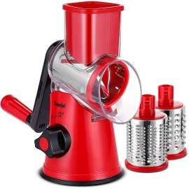 Rotary Cheese Grater, Vegetable Slicer with Three Drum Blades, Grater