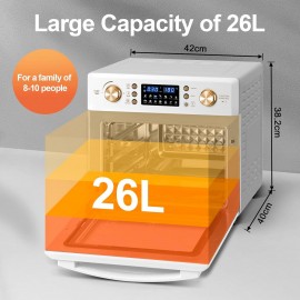 LLIVEKIT 26L Air Fryer Oven, Oil Free Air Fryer with 14 Programmes, 36