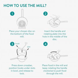 Navaris Food Mill - 20.5cm Stainless Steel Rotary Food Mill Sieve Grat