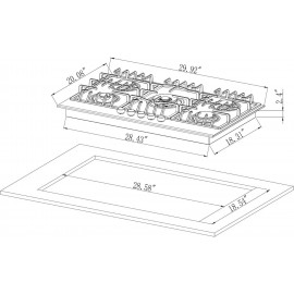 Empava 30 in. Gas Stove Cooktop 5 Italy Sabaf Sealed Burners NG/LPG Co