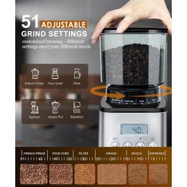 Homtone Coffee Grinder Electric Conical Burr, Adjustable Coffee Grinde