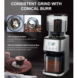 Homtone Coffee Grinder Electric Conical Burr, Adjustable Coffee Grinde