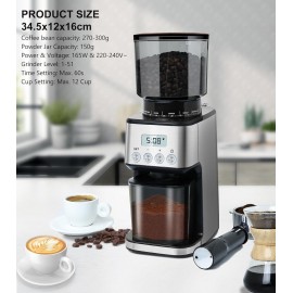 Homtone Coffee Grinder Electric Conical Burr, Adjustable Coffee Grinde