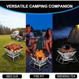 Portable Charcoal BBQ Grill For Camping: Small Folding Fire Pit Stainl