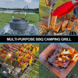 Portable Charcoal BBQ Grill For Camping: Small Folding Fire Pit Stainl