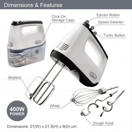 Quest Hand Mixers with Storage Case/Handheld Electric Whisk/Includes F