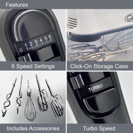 Quest Hand Mixers with Storage Case/Handheld Electric Whisk/Includes F