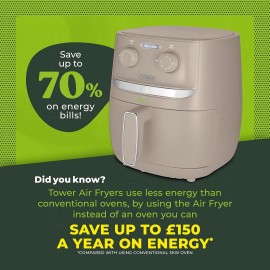 Tower, T17126MSH, Vortx Air Fryer with Manual Controls, 1500W, 3.8L, L