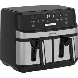 EMtronics Dual Air Fryer Extra Large Family Size Double XL 9 Litre wit