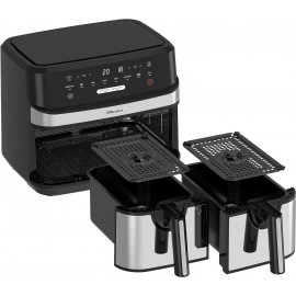 EMtronics Dual Air Fryer Extra Large Family Size Double XL 9 Litre wit