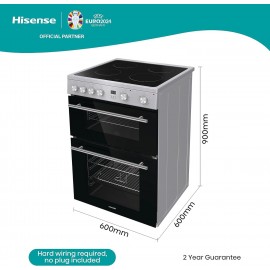 Hisense HDE3211BXUK 60cm Electric Cooker with Ceramic Hob - Brushed st
